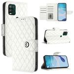 For Motorola Moto G Stylus 5G 2021 Rhombic Texture Flip Leather Phone Case with Lanyard(White)