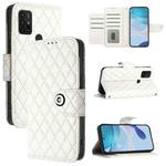 For Motorola Moto G30 / G10 / G20 Rhombic Texture Flip Leather Phone Case with Lanyard(White)