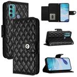 For Motorola Moto G60 / G40 Fusion Rhombic Texture Flip Leather Phone Case with Lanyard(Black)