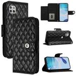 For Motorola One 5G Ace Rhombic Texture Flip Leather Phone Case with Lanyard(Black)