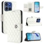 For Motorola Edge 60 Fusion 5G Global Rhombic Texture Flip Leather Phone Case with Lanyard(White)