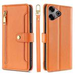 For Tecno Pova 6 Pro 5G Sheep Texture Cross-body Zipper Wallet Leather Phone Case(Orange)