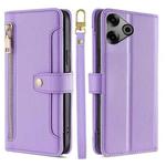 For Tecno Pova 6 Pro 5G Sheep Texture Cross-body Zipper Wallet Leather Phone Case(Purple)
