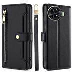 For Tecno Spark 20 Pro+ 4G Sheep Texture Cross-body Zipper Wallet Leather Phone Case(Black)