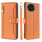 For Tecno Spark 20 Pro+ 4G Sheep Texture Cross-body Zipper Wallet Leather Phone Case(Orange)