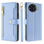 For Tecno Spark 20 Pro+ 4G Sheep Texture Cross-body Zipper Wallet Leather Phone Case(Blue)