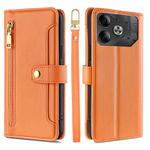 For Tecno Pova 6 5G Sheep Texture Cross-body Zipper Wallet Leather Phone Case(Orange)