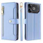For Tecno Pova 6 5G Sheep Texture Cross-body Zipper Wallet Leather Phone Case(Blue)