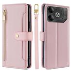 For Tecno Pova 6 5G Sheep Texture Cross-body Zipper Wallet Leather Phone Case(Pink)