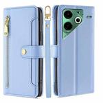 For Tecno Pova 6 Neo 4G Sheep Texture Cross-body Zipper Wallet Leather Phone Case(Blue)