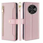 For Tecno Spark 30C 4G Sheep Texture Cross-body Zipper Wallet Leather Phone Case(Pink)