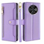 For Tecno Spark 30C 4G Sheep Texture Cross-body Zipper Wallet Leather Phone Case(Purple)