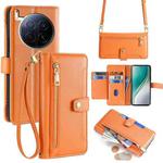 For Tecno Camon 40 Premier 5G Sheep Texture Cross-body Zipper Wallet Leather Phone Case(Orange)