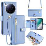For Tecno Camon 40 Premier 5G Sheep Texture Cross-body Zipper Wallet Leather Phone Case(Blue)