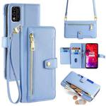 For Itel A48 Sheep Texture Cross-body Zipper Wallet Leather Phone Case(Blue)