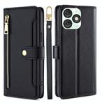 For Itel A50 4G Sheep Texture Cross-body Zipper Wallet Leather Phone Case(Black)