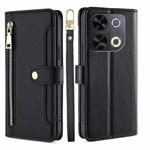 For Itel P65 Sheep Texture Cross-body Zipper Wallet Leather Phone Case(Black)