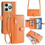 For itel A90 4G Sheep Texture Cross-body Zipper Wallet Leather Phone Case(Orange)