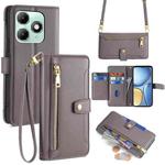 For itel A90 4G Sheep Texture Cross-body Zipper Wallet Leather Phone Case(Grey)