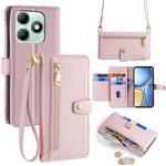 For itel A90 4G Sheep Texture Cross-body Zipper Wallet Leather Phone Case(Pink)