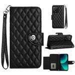 For Xiaomi 13T / 13T Pro Rhombic Texture Flip Leather Phone Case with Lanyard(Black)