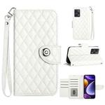 For Xiaomi Poco F5 / Redmi Note 12 Turbo Rhombic Texture Flip Leather Phone Case with Lanyard(White)