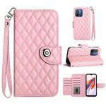 For Xiaomi Redmi 12C / 11A / Poco C55 Rhombic Texture Flip Leather Phone Case with Lanyard(Pink)