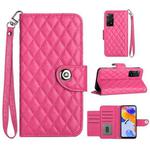 For Xiaomi Redmi Note 11 Pro 5G/4G Global Rhombic Texture Flip Leather Phone Case with Lanyard(Rose Red)