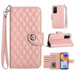 For Xiaomi Redmi Note 11 Pro 5G/4G Global Rhombic Texture Flip Leather Phone Case with Lanyard(Coral Pink)