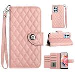 For Xiaomi Redmi Note 12 4G Rhombic Texture Flip Leather Phone Case with Lanyard(Coral Pink)