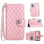 For Xiaomi Redmi Note 12 4G Rhombic Texture Flip Leather Phone Case with Lanyard(Pink)