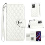 For Xiaomi Redmi Note 12 5G Rhombic Texture Flip Leather Phone Case with Lanyard(White)
