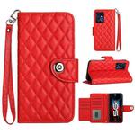 For Xiaomi Redmi Note 12 Pro 5G Rhombic Texture Flip Leather Phone Case with Lanyard(Red)