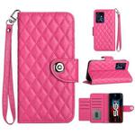 For Xiaomi Redmi Note 12 Pro 5G Rhombic Texture Flip Leather Phone Case with Lanyard(Rose Red)