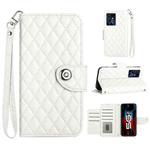For Xiaomi Redmi Note 12 Pro 5G Rhombic Texture Flip Leather Phone Case with Lanyard(White)