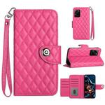 For Xiaomi Redmi Note 12 Pro Speed Rhombic Texture Flip Leather Phone Case with Lanyard(Rose Red)