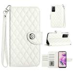 For Xiaomi Redmi Note 12S 4G Rhombic Texture Flip Leather Phone Case with Lanyard(White)