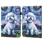 For Amazon Kindle Fire HD10 2023/2021 Coloured Drawing Stitching Smart Leather Tablet Case(Oil Painting Dog)