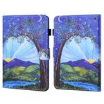 For Amazon Kindle Fire HD10 2023/2021 Coloured Drawing Stitching Smart Leather Tablet Case(Sunrise and Tree)