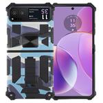 For Motorola Razr 40 Camouflage Armor Kickstand TPU + PC Magnetic Phone Case(Light Blue)