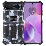 For Motorola Razr 40 Camouflage Armor Kickstand TPU + PC Magnetic Phone Case(Grey)