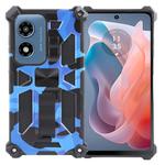 For Motorola Moto G Play 4G 2024 Camouflage Armor Kickstand TPU + PC Magnetic Phone Case(Dark Blue)