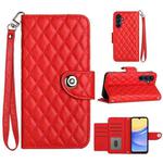 For Samsung Galaxy A15 5G Rhombic Texture Flip Leather Phone Case with Lanyard(Red)