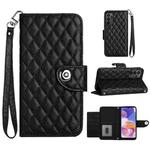 For  Samsung Galaxy A52 4G / 5G Rhombic Texture Flip Leather Phone Case with Lanyard(Black)
