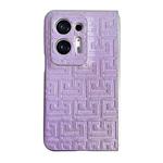 For OPPO Find N2 Pearlescent Paint Gradient Geometric Leather Phone Case(Purple)
