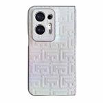 For OPPO Find N2 Pearlescent Paint Gradient Geometric Leather Phone Case(Silver)