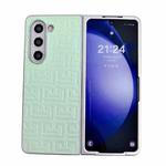 For Samsung Galaxy Z Fold4 5G Pearlescent Paint Gradient Geometric Leather Phone Case(Green)