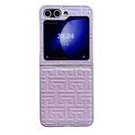For Samsung Galaxy Z Flip5 5G Pearlescent Paint Gradient Geometric Leather Phone Case(Purple)