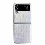 For Samsung Galaxy Z Flip4 5G Pearlescent Paint Gradient Geometric Leather Phone Case(Silver)