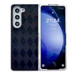 For Samsung Galaxy Z Fold3 5G Pearlescent Paint Diamond Shaped Checkered Leather Phone Case(Black)